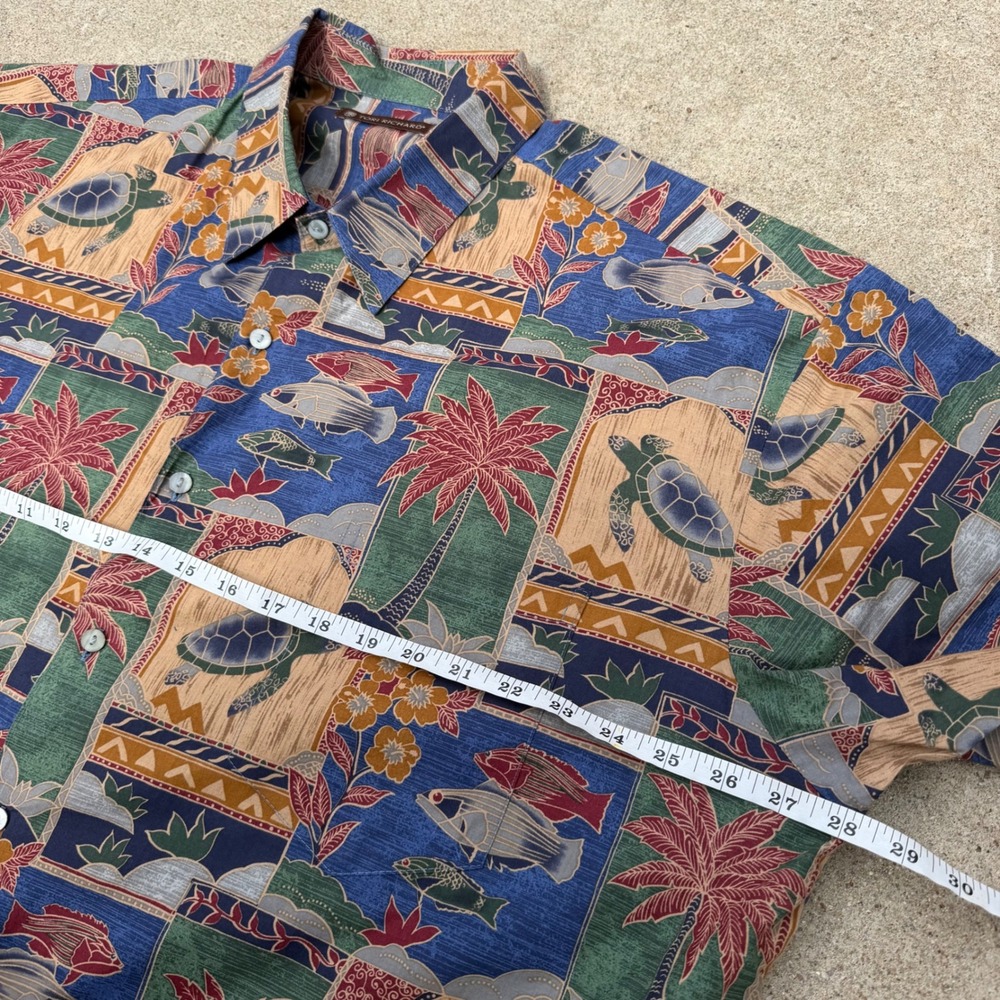 Tori Richard | Hawaiian Shirt Vintage Vibe Sea Turtle Fish Multicolor Mens 2XL - Picture 4 of 13